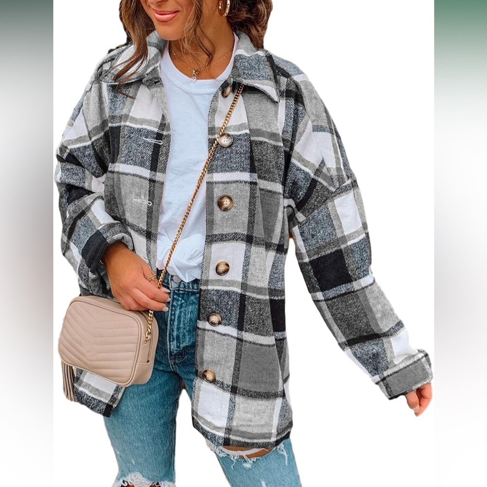 NWOT Plaid Flannel Shacket - Picture 5 of 10